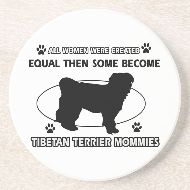 Dessous De Verre En Grès Conception de maman de Terrier tibétain (Devant)