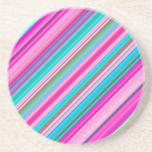 Dessous De Verre En Grès Conception de motif à rayures arc-en-ciel vibrant