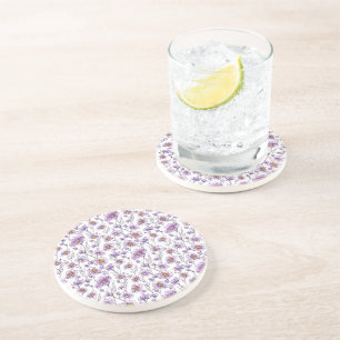 Dessous De Verre En Grès Conception de motif botanique de fleur sauvage vio