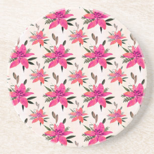 Dessous De Verre En Grès Conception de motif floral Fleurs roses