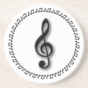 Dessous De Verre En Grès Conception de notes de musique Treble Clef