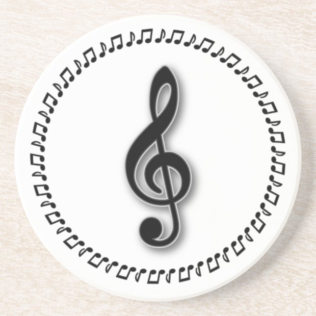 Dessous De Verre En Grès Conception de notes de musique Treble Clef (Devant)