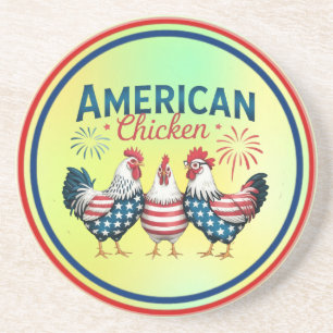 Dessous De Verre En Grès Conception de poulet américain patriotique du 4 ju