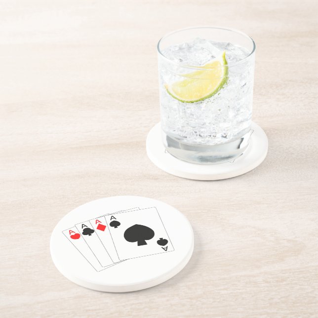 Dessous De Verre En Grès Conception de quatre as (Côté)