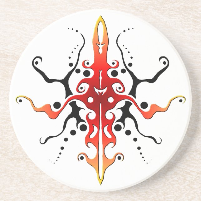 Dessous De Verre En Grès Conception de tatouage tribal de masque abstrait - (Devant)