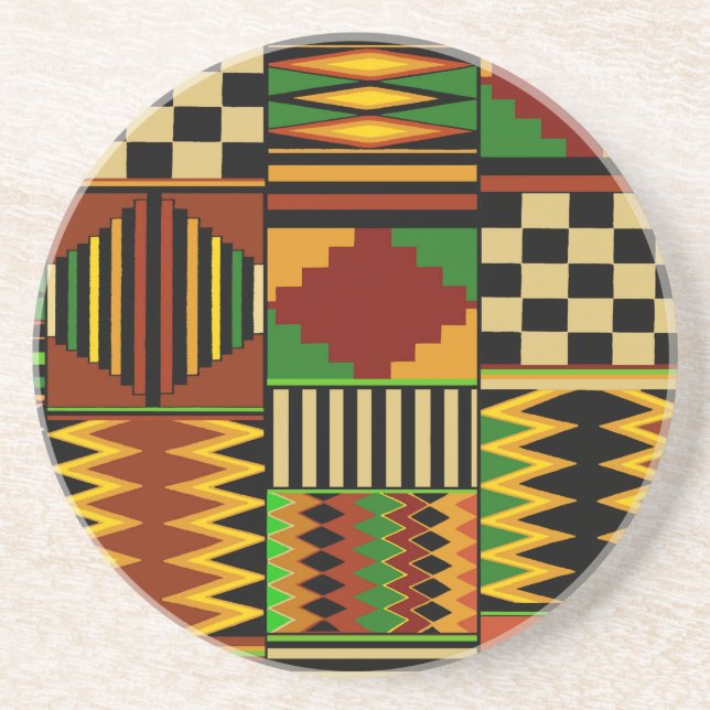 Dessous De Verre En Grès Conception de tissu Kente royal africain (Devant)