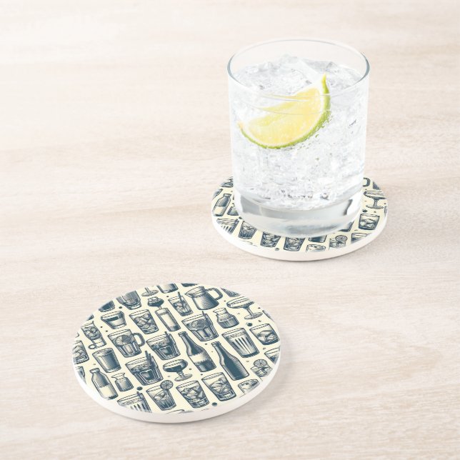 Dessous De Verre En Grès Conception des verres et des bouteilles (Côté)