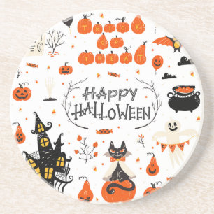 Dessous De Verre En Grès Conception d'un jeu Vintage d'éléments Halloween