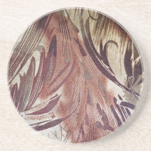Dessous De Verre En Grès Conception florale marron abstraite 2 (Devant)