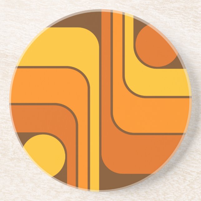 Dessous De Verre En Grès Conception géométrique de style rétro MCM 1970 (Devant)
