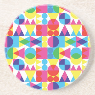 Dessous De Verre En Grès Conception motif géométrique Abstraite et colorée.