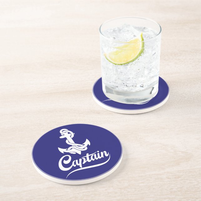 Dessous De Verre En Grès Conception nautique d'ancre de voilier capitaine (Côté)