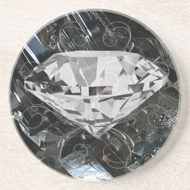 Dessous De Verre En Grès Conception noire de gemme (Devant)