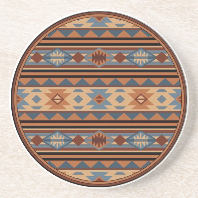 Dessous De Verre En Grès Conception sud-ouest Adobe Grey Brown Tribal Motif (Devant)