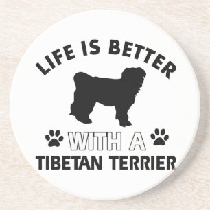 Dessous De Verre En Grès Conceptions de race de chien de Terrier tibétain