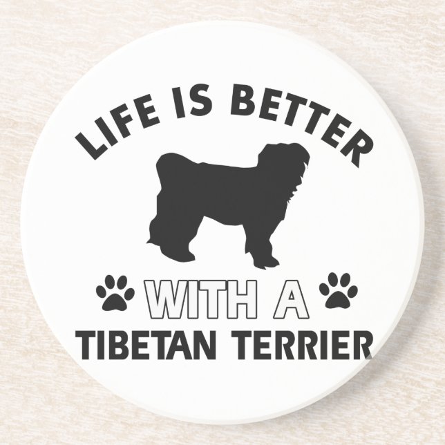 Dessous De Verre En Grès Conceptions de race de chien de Terrier tibétain (Devant)