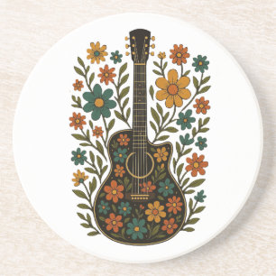 Dessous De Verre En Grès Conceptions Guitare & Fleurs