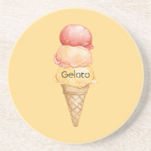 Dessous De Verre En Grès Cône de glace italienne rouge jaune gelato