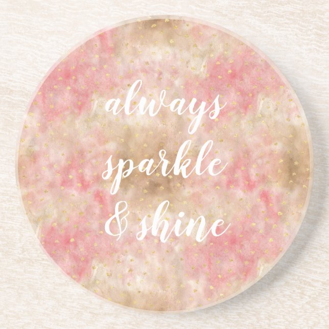 Dessous De Verre En Grès Confettis Aquarelle Or Rose Bronze (Devant)