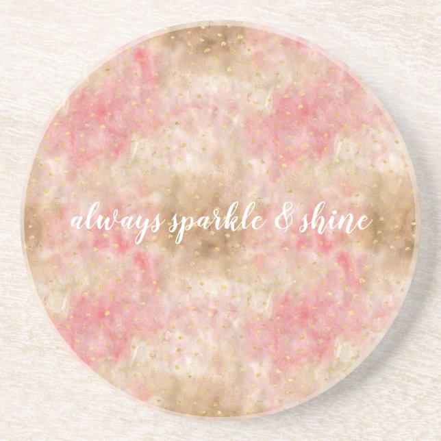 Dessous De Verre En Grès Confettis Aquarelle Or Rose Bronze (Devant)