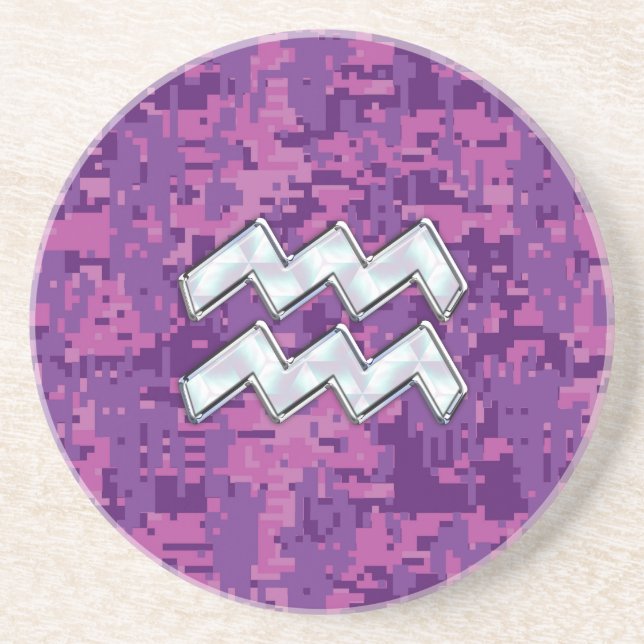 Dessous De Verre En Grès Connexion Aquarius Zodiac sur Camouflage numérique (Devant)