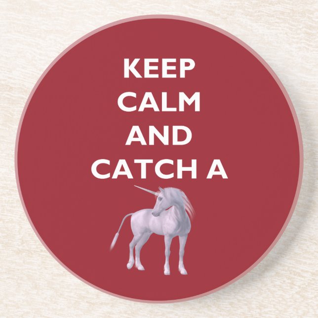 Dessous De Verre En Grès Conserver le calme attraper une police blanche Uni (Devant)