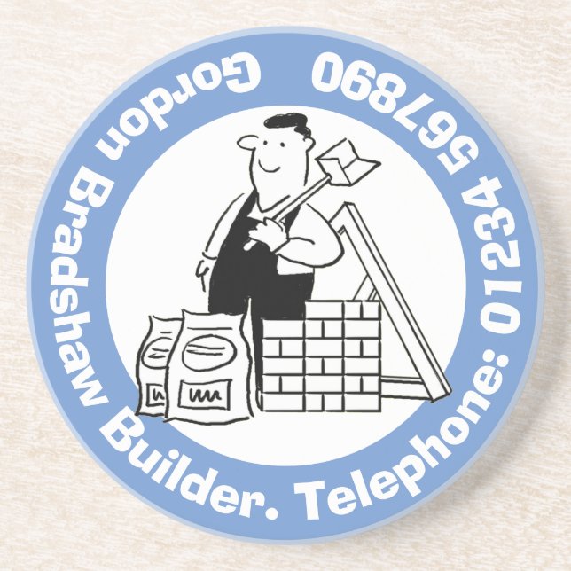 Dessous De Verre En Grès Constructeur avec matériaux de construction. Bâtir (Devant)