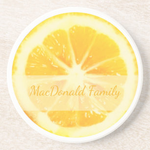 DESSOUS DE VERRE EN GRÈS COOL CHIC CUSTOM CRISP CITRUS FRUIT SUNNY LEMON