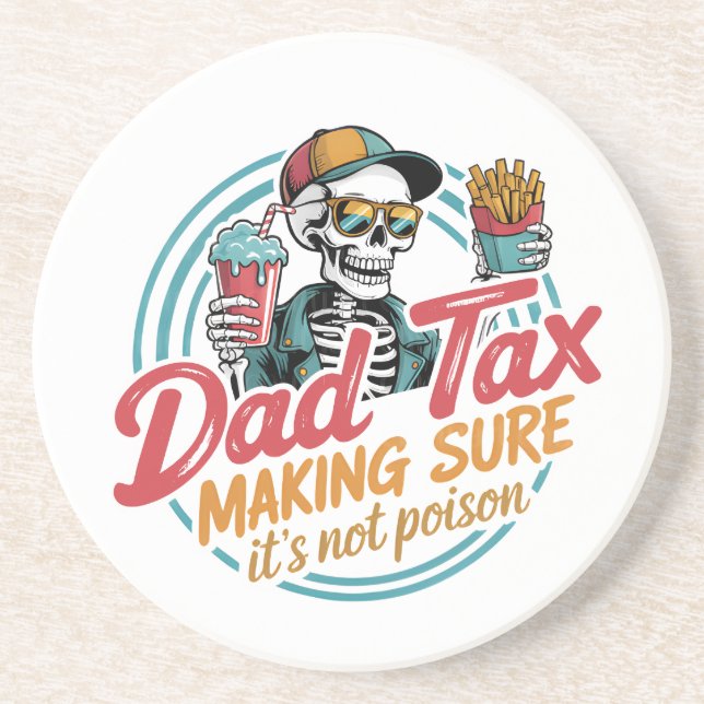 Dessous De Verre En Grès Cool Papa Tax Skeleton Humour alimentaire (Devant)