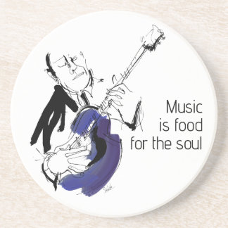 Dessous De Verre En Grès Cool Retro Man Playing Guitar - Jazz Music Art