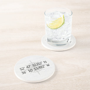 Dessous De Verre En Grès Coordonnées GPS de la maison sur bois