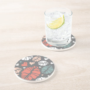 Dessous De Verre En Grès Copie de baiser et motif de coeur