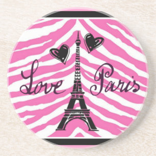 DESSOUS DE VERRE EN GRÈS COPIE ROSE DE COEUR DE TOUR EIFFEL DE ZÈBRE DE