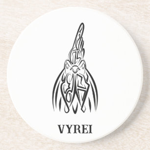 Dessous De Verre En Grès Coq tribal noir et blanc