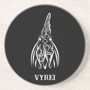 Dessous De Verre En Grès Coq tribal noir et blanc