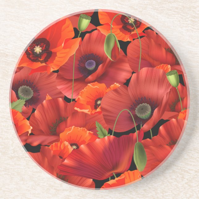 Dessous De Verre En Grès Coquelicot (Devant)