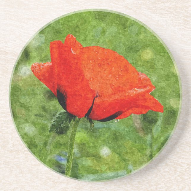 Dessous De Verre En Grès Coquelicot rouge (Devant)