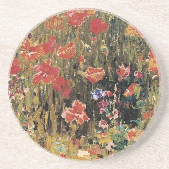 Dessous De Verre En Grès Coquelicots par Robert Vonnoh, Impressionnisme Vin (Devant)