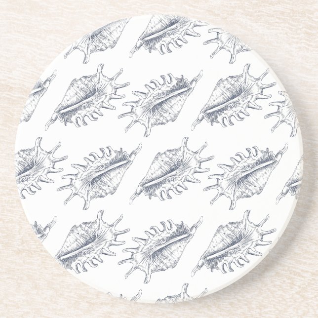 Dessous De Verre En Grès Coquillage élégant sans couture motif lancer oreil (Devant)