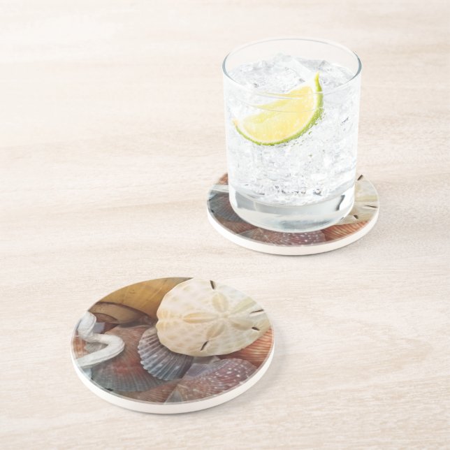 Dessous De Verre En Grès Coquillages Dollars De Sable (Côté)