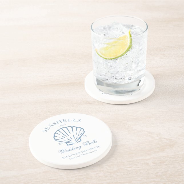 Dessous De Verre En Grès Coquillages et Cloches de Mariage Enterrement de V (Côté)