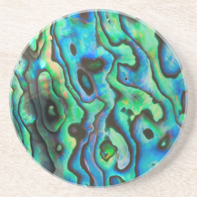 Dessous De Verre En Grès Coquille d'haliotide paua bleu-vert (Devant)
