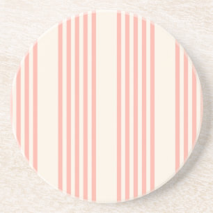 Dessous De Verre En Grès Corail et beige cinq rayures motif