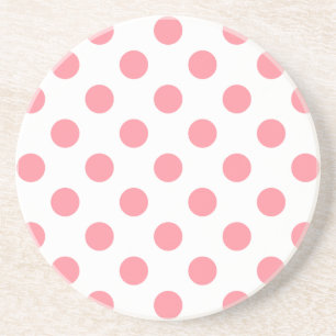 Dessous De Verre En Grès Corail et pois blancs