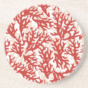 Dessous De Verre En Grès Corail rouge Motif 2