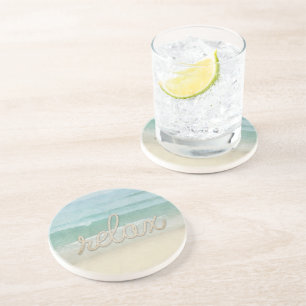 Dessous De Verre En Grès Corde nautique Texte Relax sur Océan