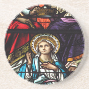 Dessous De Verre En Grès Coronation de Virgin Mary Stained Glass