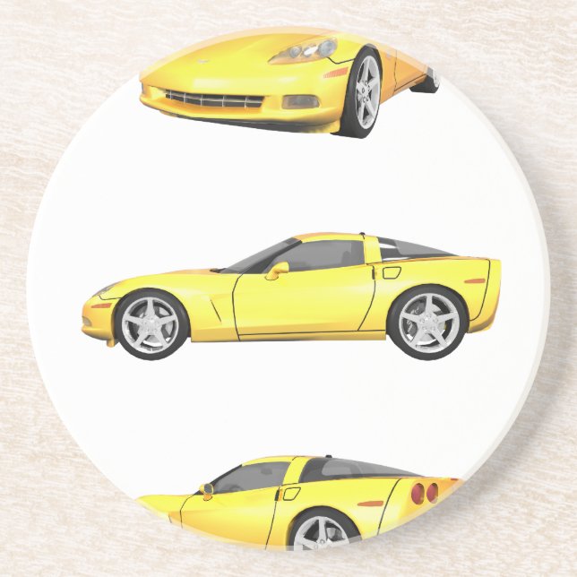 Dessous De Verre En Grès Corvette jaune : (Devant)