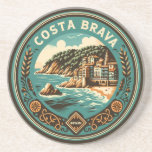 Dessous De Verre En Grès Costa Brava Espagne Insigne d'Art Voyage<br><div class="desc">Costa Brava retro design de voyage vectoriel. La Costa Brava est une région côtière de Catalogne,  dans le nord-est de l'Espagne.</div>