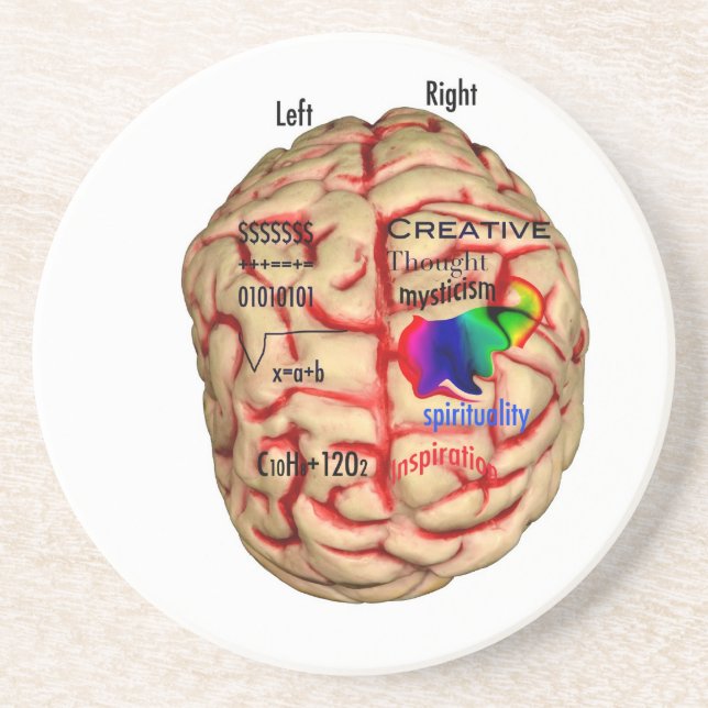 Dessous De Verre En Grès Côté gauche et droit de cerveau (Devant)